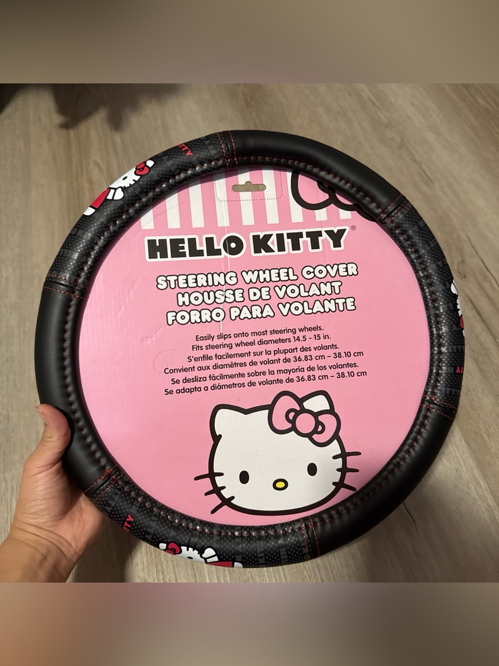 Hello Kitty Black and Pink Steering Wheel Cover